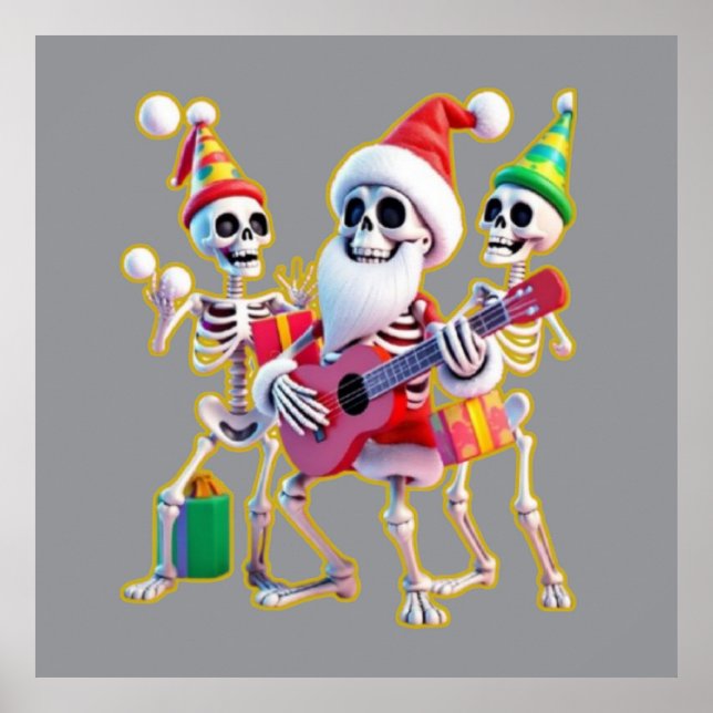 Poster **Skeleton 3D Christm Santa Party – Funnyas Skelet (Frente)