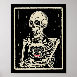 Poster Skeleton abraça o cão-grande francês