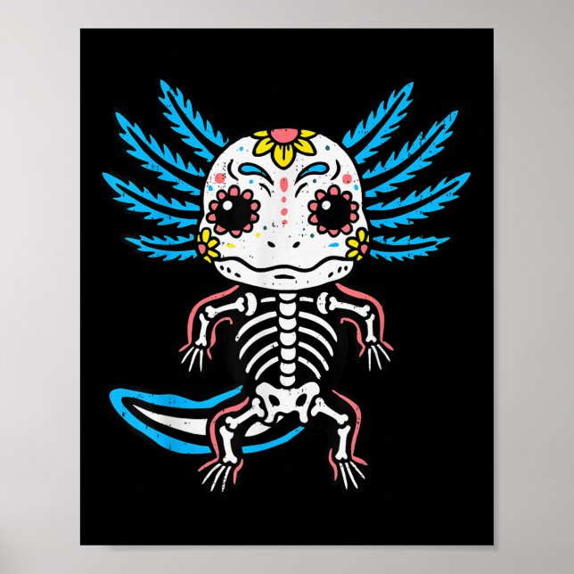 Poster Skeleton Axolotl Halloween Meninas adolescentes (Frente)