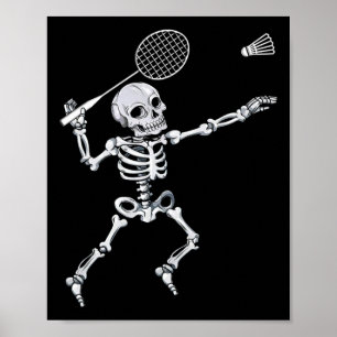 Poster Skeleton Badminton Smash Shuttle