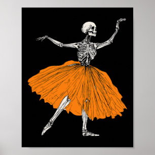 Poster Skeleton Ballerina Dance Tutu Dançador de Balés Sp