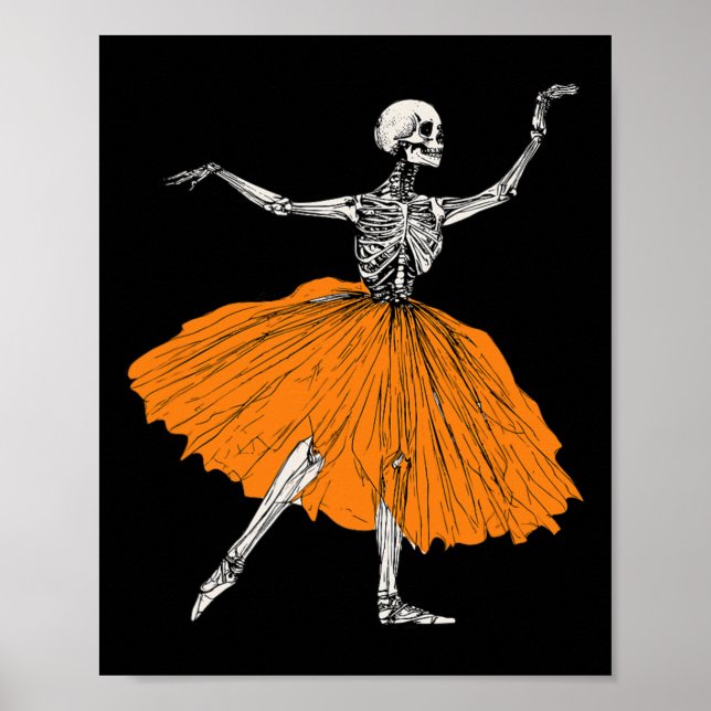 Poster Skeleton Ballerina Dance Tutu Dançador de Balés Sp (Frente)