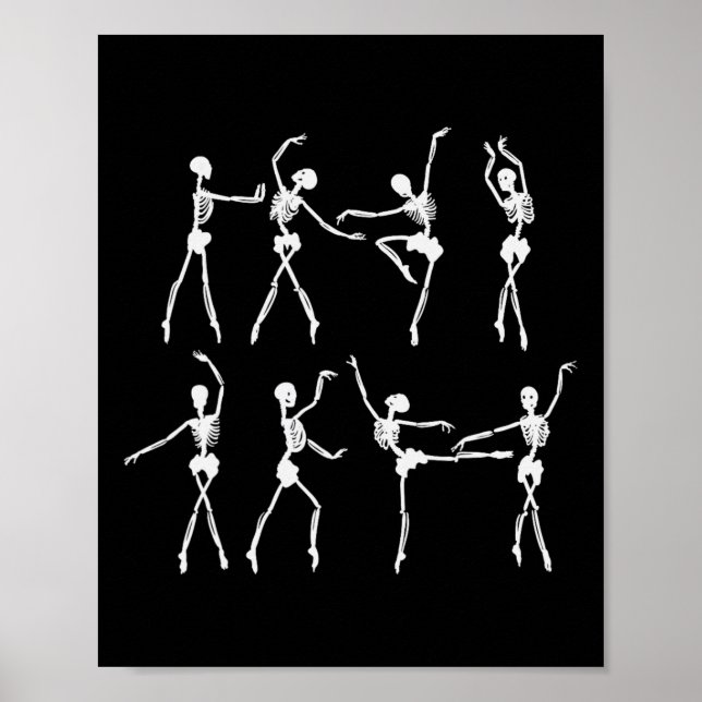 Poster Skeleton Ballerinas Balé Dance Cute Halloween Co (Frente)