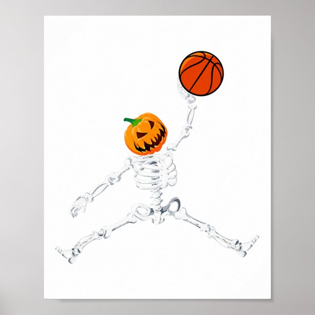 Poster Skeleton Basball Halloween Pumpkin Slam Dunk (Frente)