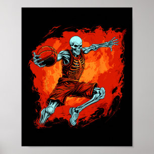 Poster Skeleton Basball Player Spooky Halloween