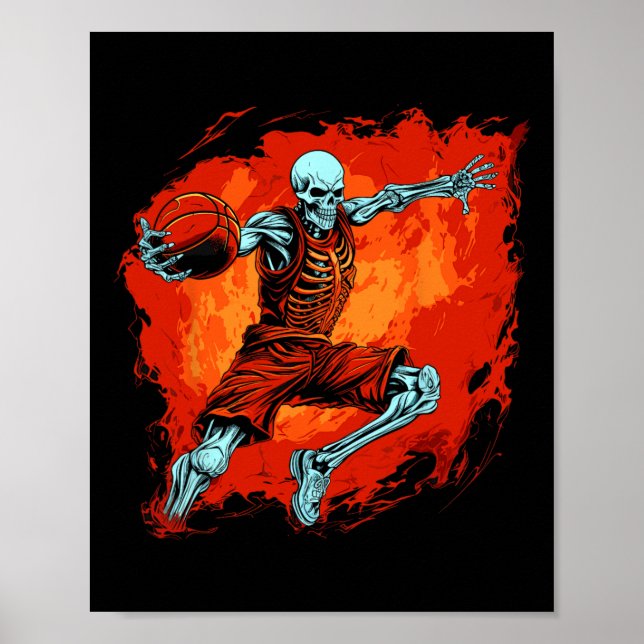 Poster Skeleton Basball Player Spooky Halloween (Frente)