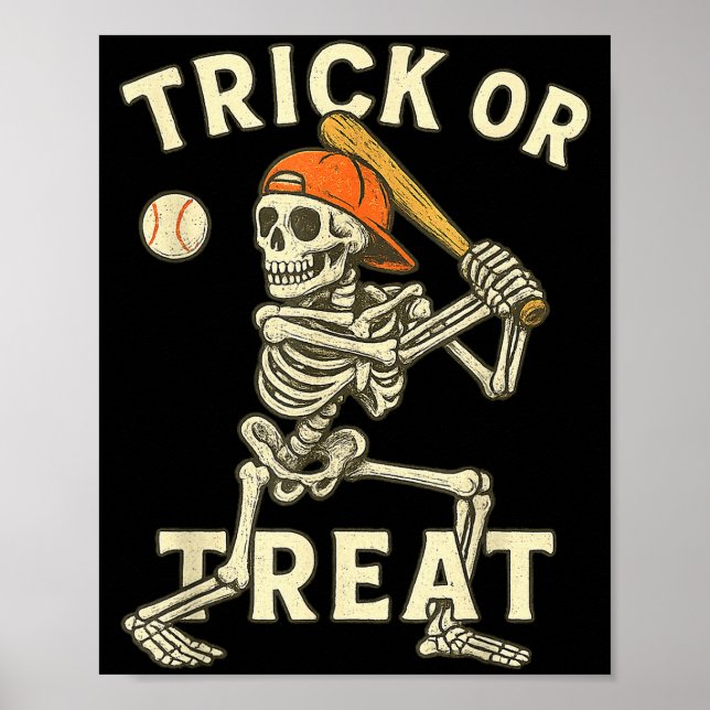 Poster Skeleton Baseball Halloween Costume Funny Men Boys (Frente)