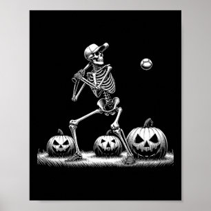 Poster Skeleton Baseball Player Halloween Mens Meninas Cr