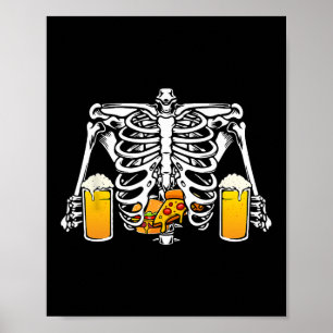 Poster Skeleton Beer Lover Hamburger Pizza Xray Halloween