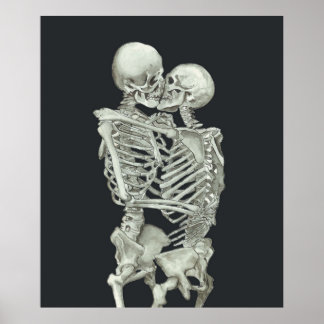 Poster Skeleton Beija Imortal Amantes Anatomia Amor Valen
