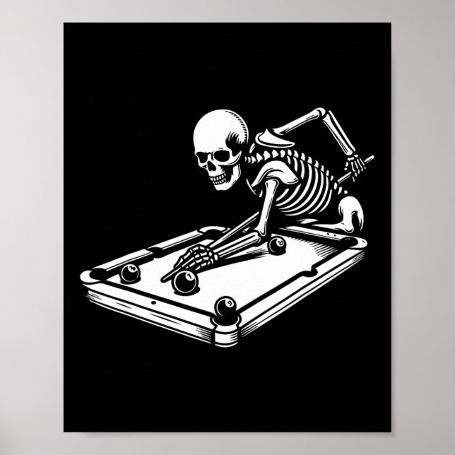Poster Skeleton Billiards Halloween Piscina Snooker Billi (Frente)
