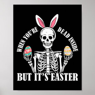 Poster Skeleton Bunny Morto Mas Páscoas Mulheres Engraçad