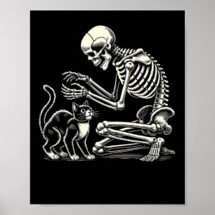 Poster Skeleton Cat Art For Men Women Felume Hall