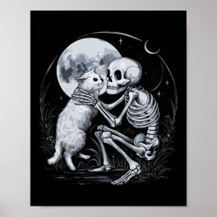 Poster Skeleton Cat Gatinho de crânio Gótico de bruxos Ha