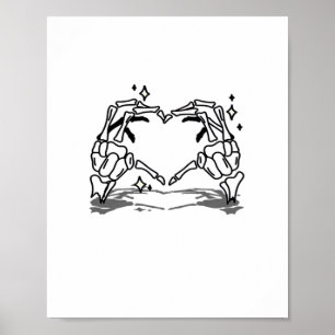 Poster Skeleton Coração Mão Design
