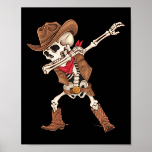 Poster Skeleton Cowboy Halloween Costume Boys Mens Kids
