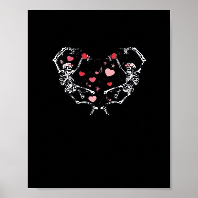 Poster Skeleton Dancing Heart Dia de os namorados Gift Sk (Frente)