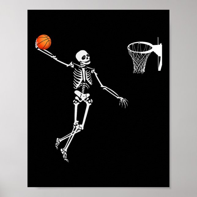 Poster Skeleton de basquete no Halloween Art Skeleto (Frente)