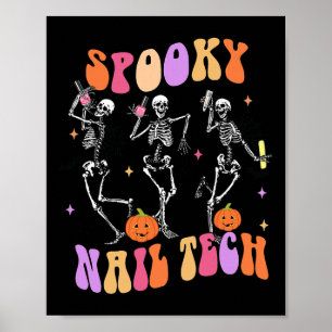 Poster Skeleton de diversão técnica de Nail Tech Hallowee
