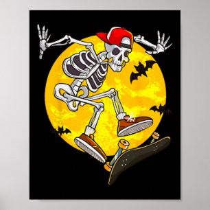Poster Skeleton Dia de as Bruxas engraçado Skate
