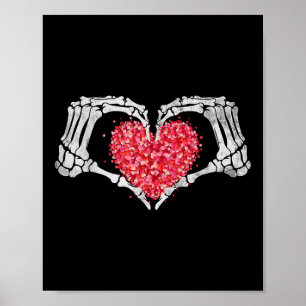 Poster Skeleton Dia de os namorados Mão Coração Funny Bon