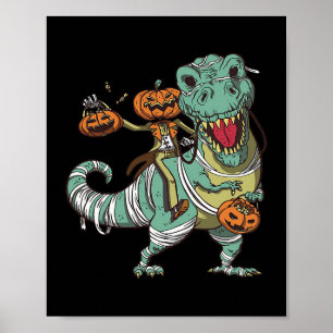 Poster Skeleton dirigindo Jurassic Dinossaur Halloween gr