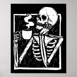 Poster Skeleton do bebendo de café Halloween