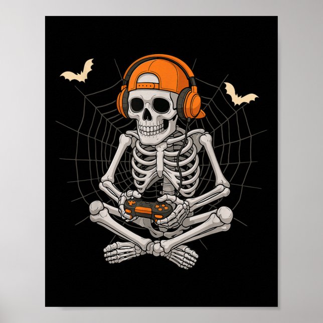 Poster Skeleton do Halloween Vídeo do jogador Jogos Skele (Frente)