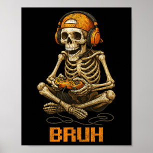 Poster Skeleton do Halloween Vídeo do jogador Jogos Skele