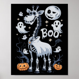 Poster Skeleton Giraffe Em Fantasmas No Halloween