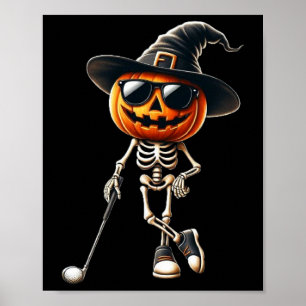 Poster Skeleton Golf Pumpkin Golfing Golfer Cos