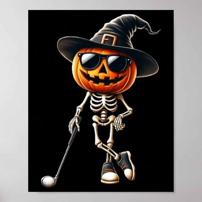 Poster Skeleton Golf Pumpkin Golfing Golfer Cos (Frente)