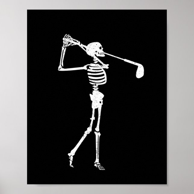 Poster Skeleton Golfer Dia de as Bruxas engraçado Golf Es (Frente)