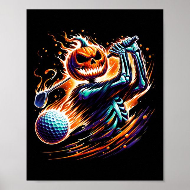 Poster Skeleton Golfing Pumpkin Golfer Golfer (Frente)