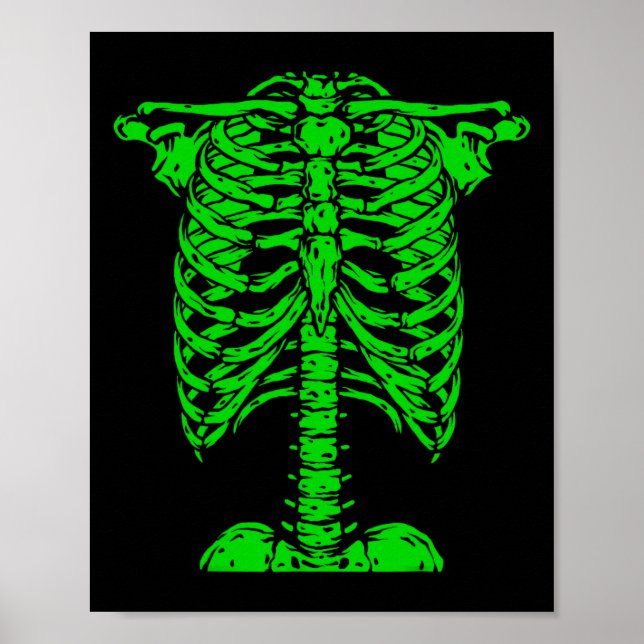 Poster Skeleton Green Rib Cage Bone Costume Halloween Gra (Frente)