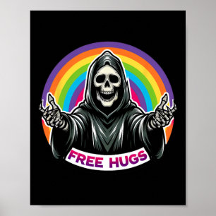 Poster Skeleton Grim Reaper Halloween Engraçado Rainbow F