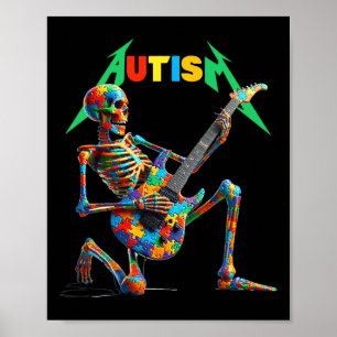 Poster Skeleton Guitar Player Rock Music Autismo Sensibil