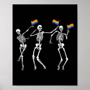 Poster Skeleton Halloween Lgbt Sinalizador Skeleton Orgul