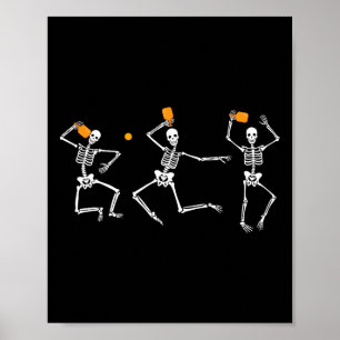 Poster Skeleton Halloween Pickleball