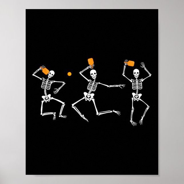 Poster Skeleton Halloween Pickleball (Frente)