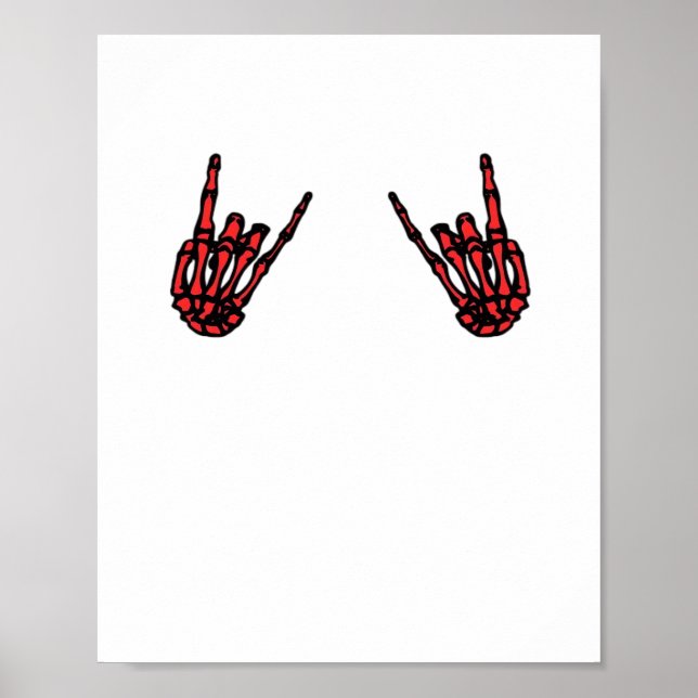 Poster Skeleton Hand Heart Roll & Red Classic (Frente)