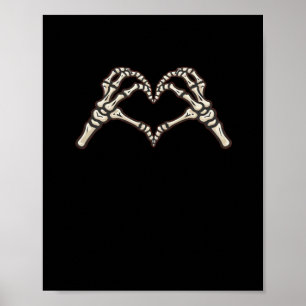 Poster Skeleton Hand Hearts Design