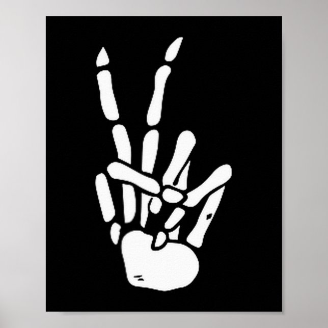 Poster Skeleton Hand Peace Sign Bone  (Frente)