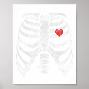 Poster Skeleton Heart Cage Raios X Crianças Adultas Diver