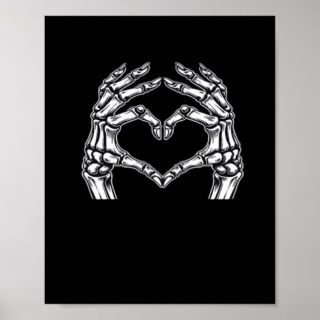 Poster Skeleton Heart Hands Sign Halloween Figurume Basic (Frente)