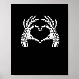 Poster Skeleton Heart Hands Sinal Halloween Figurume Vira
