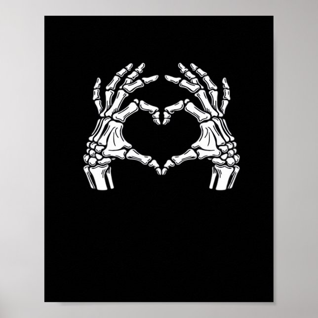 Poster Skeleton Heart Hands Sinal Halloween Figurume Vira (Frente)