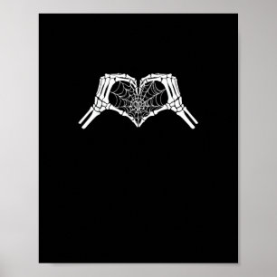 Poster Skeleton Heart Mãos Aranha Halloween Spooky Wo