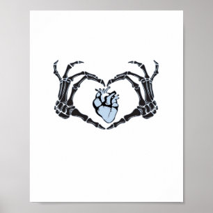Poster Skeleton Heart Mãos Clássicas Design para Hallowee