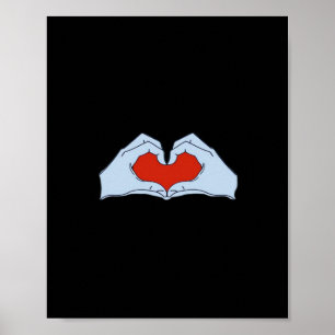 Poster Skeleton Heart Mãos Clássicas e Halloween Básico